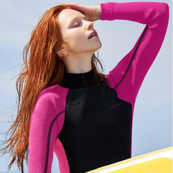Action Plus Women's Scuba Dive Wetsuit, Neoprene Nylon Black & Pink SZ M - Picture 1 of 6